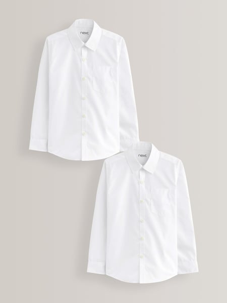 White Slim Fit 2 Pack Long Sleeve School Shirts (3-17yrs) (M13609) | € 13 - € 24