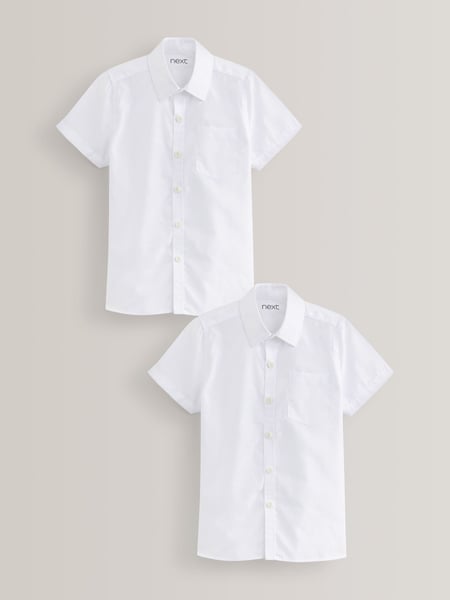 White Slim Fit 2 Pack Short Sleeve School Shirts (3-17yrs) (M13610) | € 11 - € 23