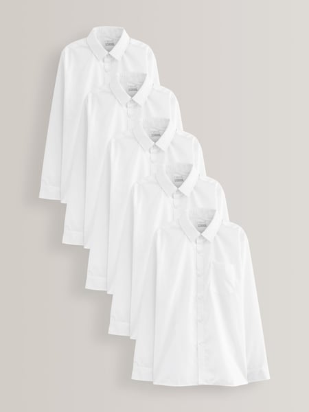 White Regular Fit 5 Pack Long Sleeve School Shirts (3-17yrs) (M13611) | € 31 - € 54