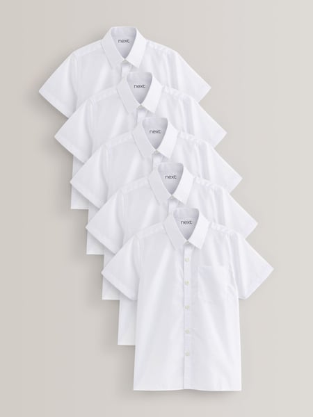 White Regular Fit 5 Pack Short Sleeve School Shirts (3-17yrs) (M13622) | € 28 - € 51
