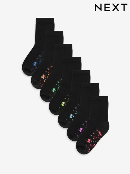 Black Splat Cotton Rich Cushioned Socks 7 Pack (M14967) | € 14 - € 17