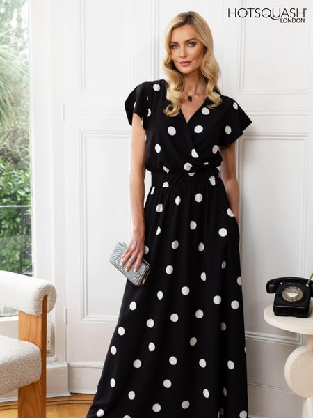 HotSquash Black Chiffon Wrap Top Maxi Dress (M15989) | € 217