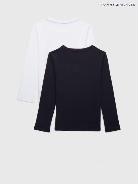 Tommy Hilfiger Black/White Original Long Sleeve 100% Cotton T-Shirts 2 Pack (M32538) | € 21