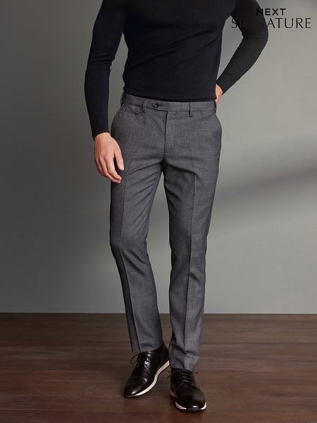 Grey Slim Fit Signature 100% Wool Trousers With Motion Flex Waistband (M32921) | € 103