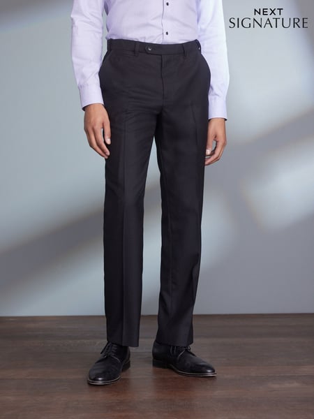 Black Regular Fit Signature 100% Wool Trousers With Motion Flex Waistband (M32922) | € 103