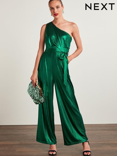 Green Next Tailored Metallic One Shoulder Jumpsuit (M36348) | € 24