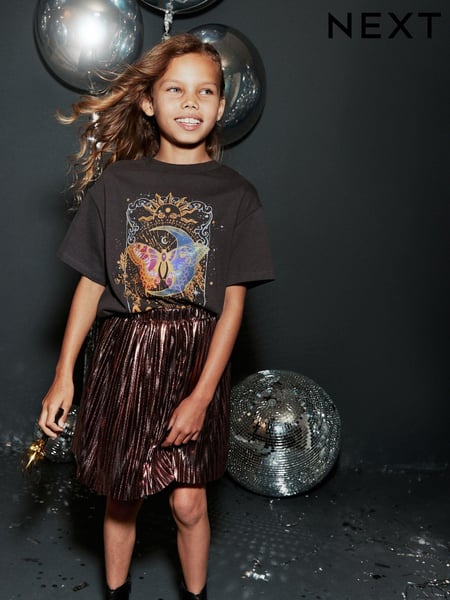 Pink Metallic Pleat Skirt (3-16yrs) (M50414) | € 3 - € 5
