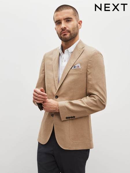 Neutral Slim Fit Linen Blend Blazer (M65384) | € 23