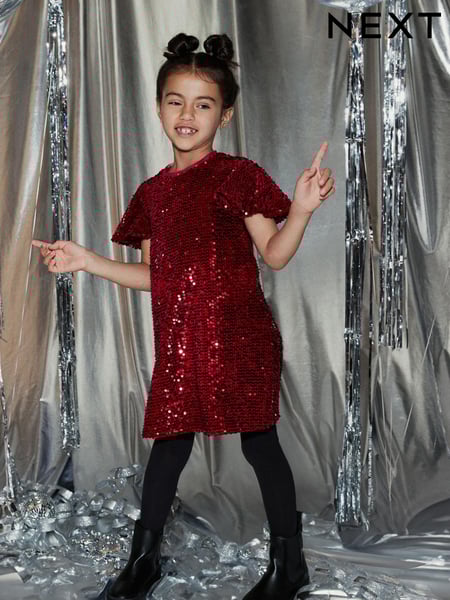 Red Velour Sequin Party Dress (3-16yrs) (M66864) | € 7 - € 8