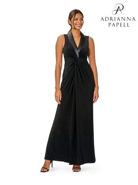 Adrianna Papell Black Jersey Tuxedo Gown (M70090) | € 279