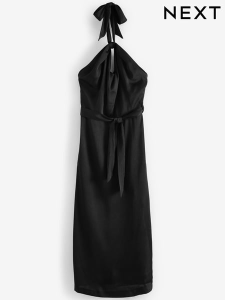 Black Satin Halter Neck Midi Dress (M72025) | € 20 - € 25