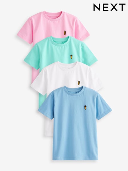 Pastels Short Sleeve Stag Embroidered T-Shirts 4 Pack (3-16yrs) (M73506) | € 28 - € 37