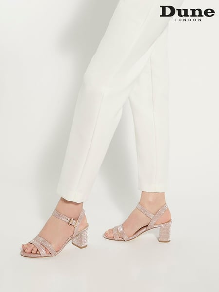 Dune London Gold Wide Fit Merisa Block Heel Sandals (M78722) | € 139