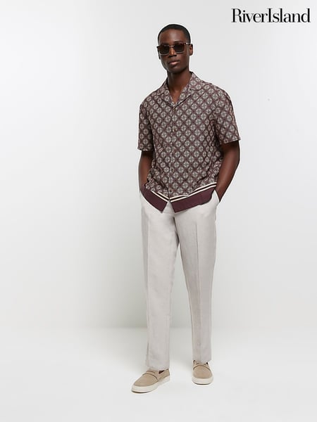 River Island Grey Linen Slim Fit Suit Trousers (M79865) | € 78