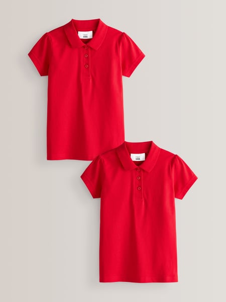 Red Regular Fit 100% Cotton Short Sleeve Polo Shirts 2 Pack (3-16yrs) (M82230) | € 10 - € 18