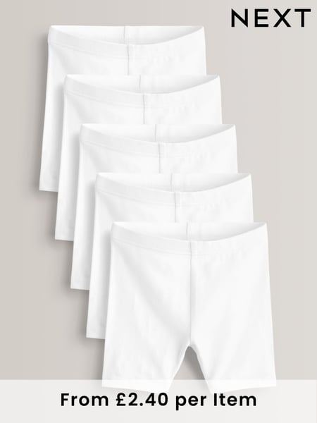 White Regular Length 5 Pack Cotton Rich Stretch Cycle Shorts (3-16yrs) (M82233) | € 17 - € 31
