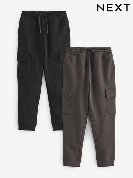 Black/Grey Slim Fit Slim Cargo Joggers 2 Pack (3-16yrs) (M88627) | € 28 - € 40