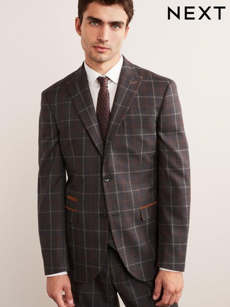 Grey/Brown Trimmed Check Suit (M89947) | € 53