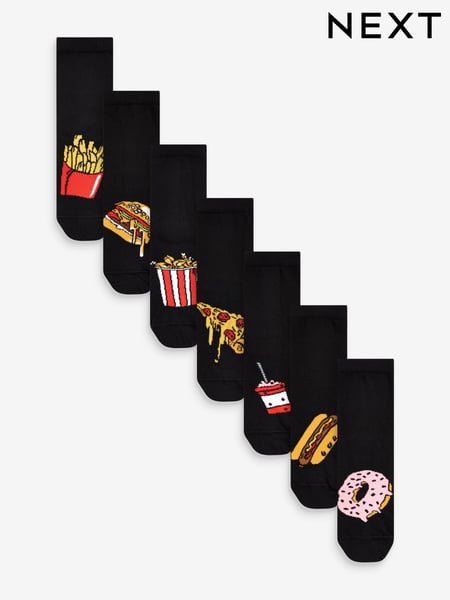 Black Food Cotton Rich Socks 7 Pack (M91941) | € 13 - € 16