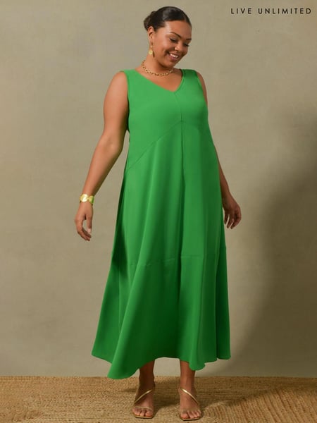 Live Unlimited Green Curve V-Neck Maxi Vest Swing Dress (M92497) | € 44