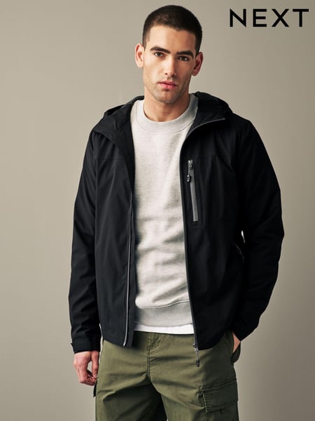 Black Fleece Lined Shower Resistant Hooded Jacket (N02156) | € 13