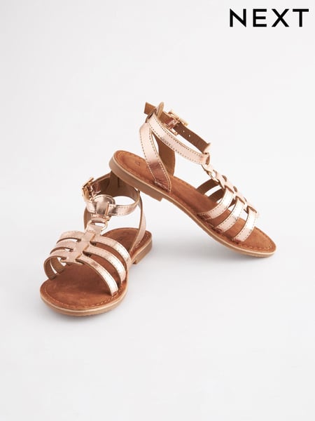 Rose Gold Leather Gladiator Sandals (N02652) | € 10 - € 14