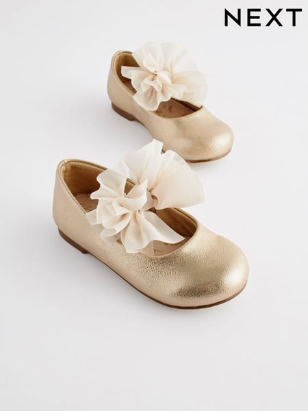 Gold Standard Fit (F) Mary Jane Flower Girl Bow Occasion Shoes (N04383) | € 28 - € 31