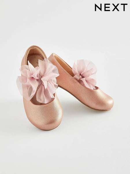 Pink Standard Fit (F) Mary Jane Flower Girl Bow Occasion Shoes (N04389) | € 28 - € 31