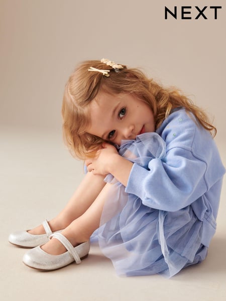 Silver Standard Fit (F) Mary Jane Touch Fastening Occasion Shoes (N04511) | € 24 - € 28