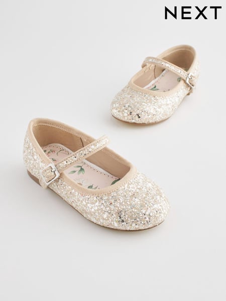 Ivory Glitter Standard Fit (F) Flower Girl Occasion Mary Jane Shoes (N04775) | € 27 - € 30