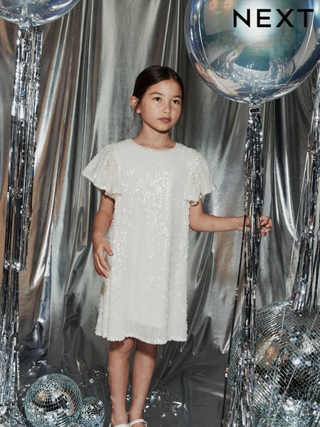 Cream Sequin Dress (3-16yrs) (N06425) | € 14 - € 17