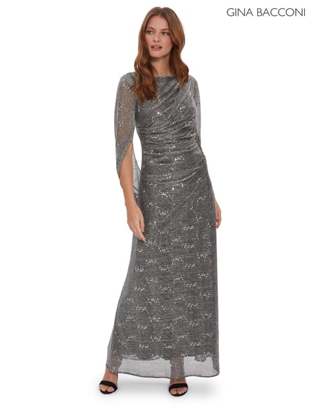 Gina Bacconi Natural Joanna Metallic Sequin Knit Maxi Dress (N09006) | € 343