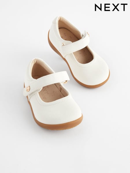 White Standard Fit (F) First Walker Mary Jane Shoes (N09025) | € 31