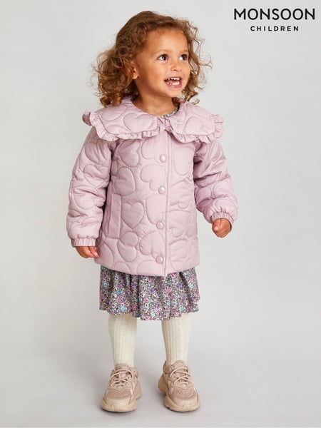 Monsoon Purple Baby Heart Quilted Bomber Coat (N09032) | € 13 - € 14