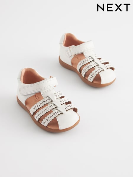 White Wide Fit (G) First Walker Fisherman Sandals (N09157) | € 40