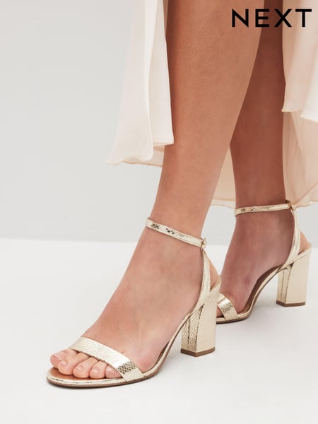 Gold Extra Wide Fit Forever Comfort® Block Heel Sandals (N09933) | € 47