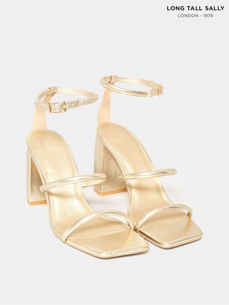 Long Tall Sally Gold Multi Strap Block Heels (N09991) | € 78