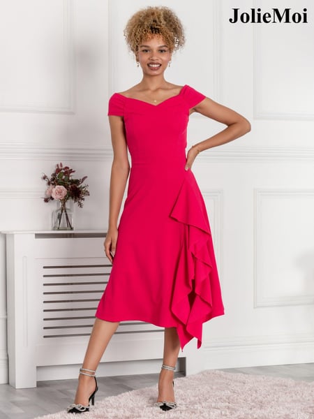 Jolie Moi Pink Desiree Frill Fit & Flare Dress (N11068) | € 26