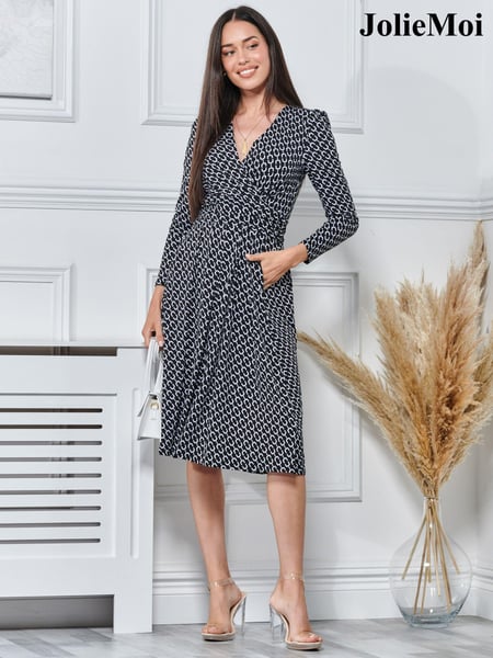 Jolie Moi Black Long Sleeve Jersey Midi Dress (N11077) | € 23