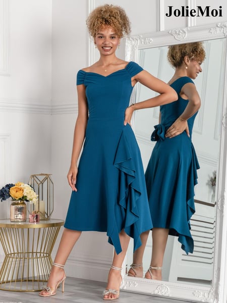 Jolie Moi Teal Blue Desiree Frill Fit & Flare Dress (N11079) | € 21