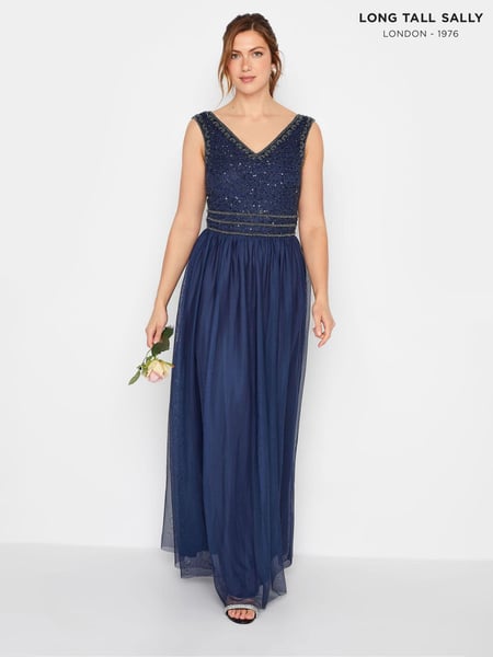 Long Tall Sally Blue V-Neck Beaded Maxi Dress (N11143) | € 74