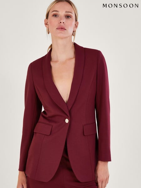 Monsoon Red Paige Single-Breasted Ponte Blazer (N12522) | € 29