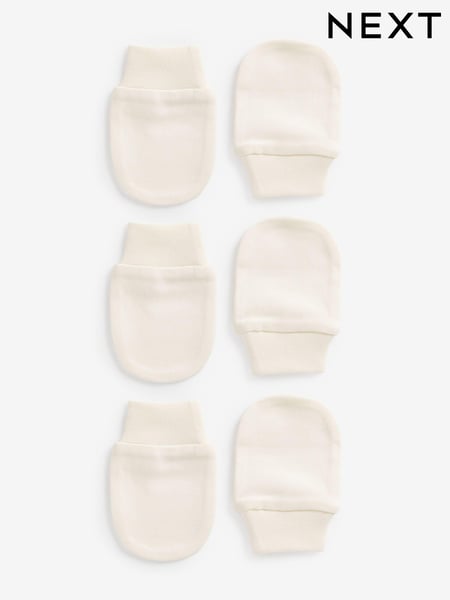 Cream 100% Cotton Baby Scratch Mitts 3 Pack (N13584) | € 4