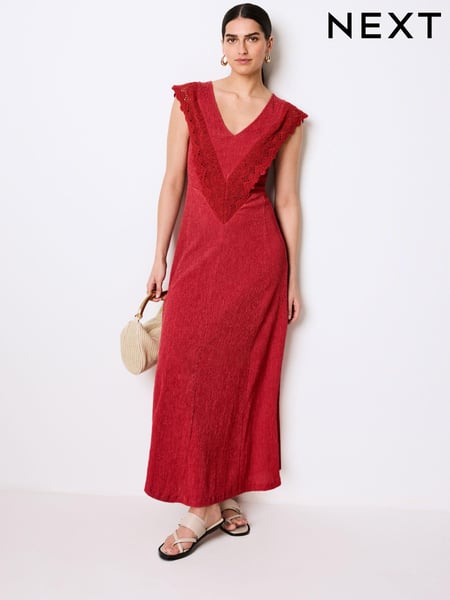 Red Crochet V-Neck Midi Dress (N13876) | € 23