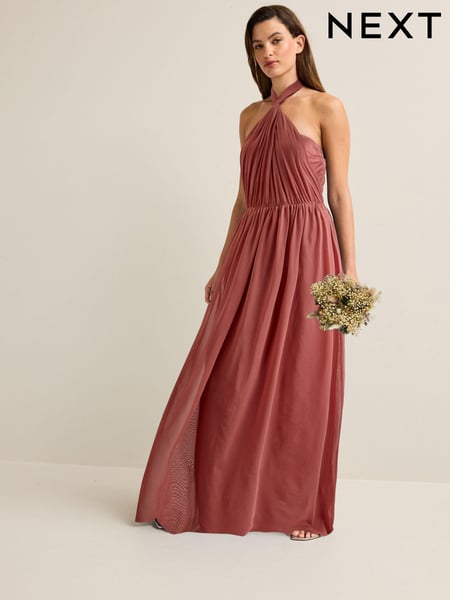 Rose Pink Mesh Multiway Bridesmaid Wedding Maxi Dress (N13883) | € 105