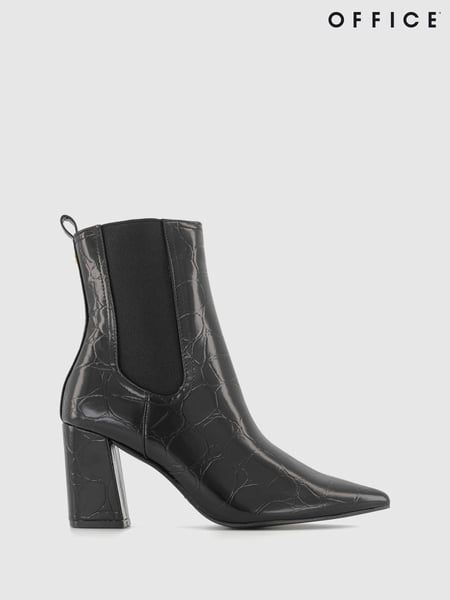 Office Black Patent Croc Effect Chelsea  Ankle Boots (N14158) | € 17