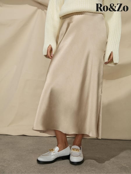 Ro&Zo Natural Metallic Satin Bias Skirt (N14268) | € 139