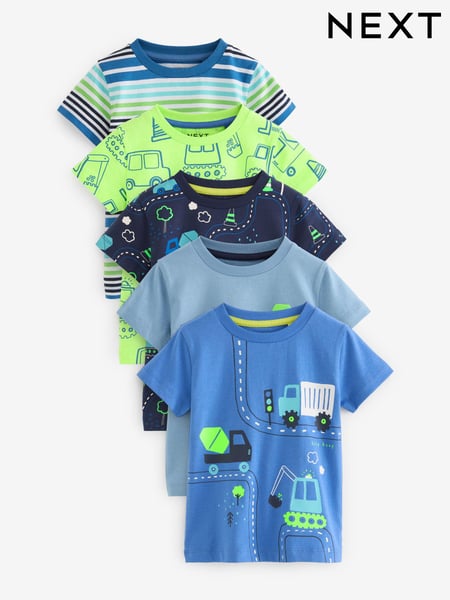 Blue/Green Short Sleeve T-Shirts 5 Pack (3mths-7yrs) (N14559) | € 28 - € 34