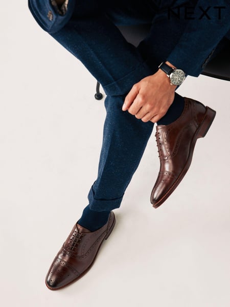Brown Leather Oxford Toecap Brogues Shoes (N15278) | € 93