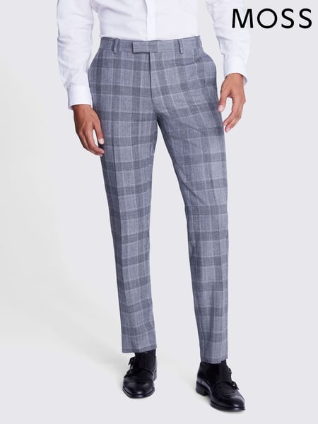 MOSS Grey Tailored Fit BW Check Trousers (N15713) | € 86